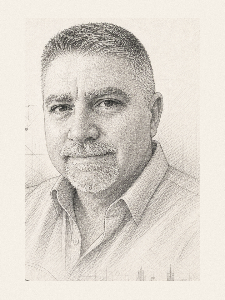 Pencil sketch portrait of Richard Getz